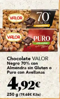 Gadis Chocolate Valor Negro 70% con Almendra sin Gluten o Puro con Avellanas oferta
