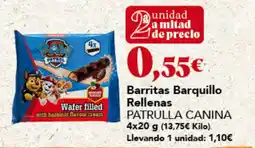 Gadis Patrulla Canina barritas barquillo rellenas oferta