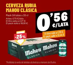 AhorraMas Mahou cerveza rubia clásica oferta