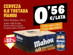 AhorraMas Mahou 0,0 Tostada oferta