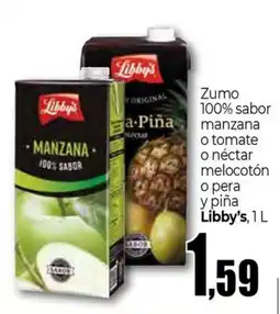 Unide Supermercados Libby's zumo 100% sabor manzana o tomate o nectar melocotón o pera y piña oferta