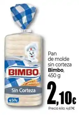 Unide Supermercados Bimbo pan de molde sin corteza oferta