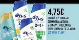 Claudio Apple - champu hers hidratante dermaxpro, anticaspa 2 en 1 fresh, citrus fresh o menthol fresh oferta