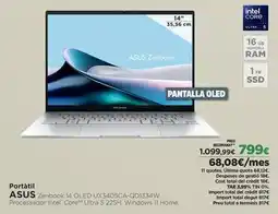 El Corte Inglés Asus - portátil zenbook 14 oled uxs405caqd1334w oferta