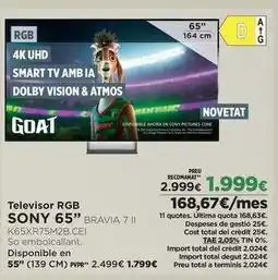 El Corte Inglés Sony - televisor 65 bravia 7 iii oferta