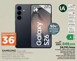 El Corte Inglés Samsung - galaxy s26 pantalla dyramia amoled 2x fhd+ oferta