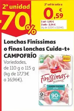 Alcampo Campofrío - lonchas finíssimas o finas lonchas cuida-t+ oferta