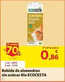 Alcampo Ecocesta - bebida de almendras sin azucar bio oferta