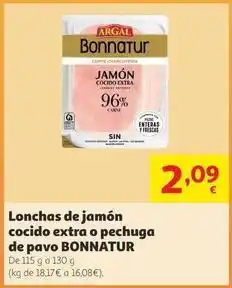 Alcampo Bonnatur - lonchas de jamon cocido extra o pechuga de pavo oferta