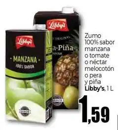 Unide Supermercados Libby's - zumo 100% sabor manzana o tomate o nectar melocoton o pera y pina oferta