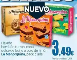Unide Supermercados La menorquina - helado bombón turrón, cono dulce de leche o polo de limón oferta