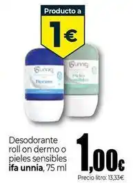 Unide Supermercados Ifa unnia - desodorante roll on dermo o pieles sensibles oferta