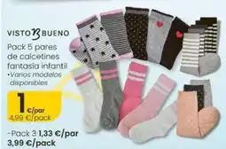 Eroski Visto bueno - pack 5 pares de calcetines fantasía infanti oferta