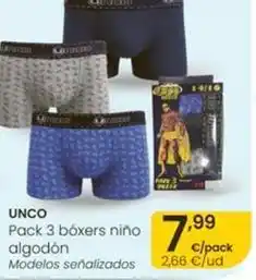 Eroski Unco - boxers nino algodón oferta