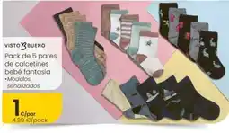 Eroski Visto bueno - pack de 5 pares de calcetines bebe fantasia oferta