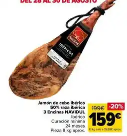 Carrefour Market Navidul - jamon de cebo iberico 50% raza iberica 3 encinas oferta