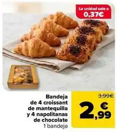 Carrefour Market Bandeja de 4 croissant de mantequilla y 4 napolitanas de chocolate oferta