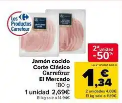 Carrefour Market Carrefour - jamon cocido corte clasico el mercado oferta