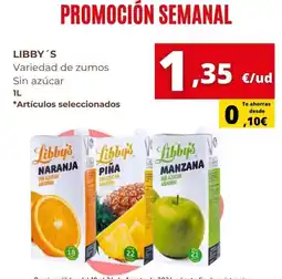 Tu Trébol Hipermercados Libby's - variedad de zumos sin azúcar oferta