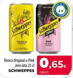 Spar La Palma Schweppes Tónica Original o Pink zero oferta