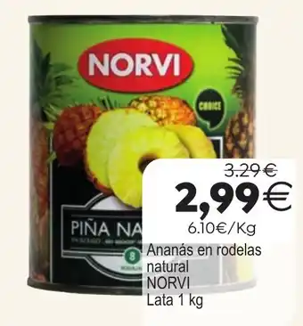 Norvi ananás en rodela natural