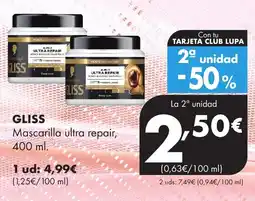 Supermercados Lupa Gliss mascarilla ultra repair oferta