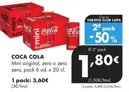 Supermercados Lupa Coca Cola mini original, zero o zero zero oferta