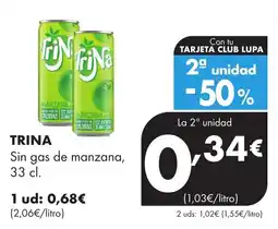Supermercados Lupa Trina sin gas de manzana oferta