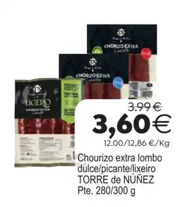 Plenus Supermercados Torre de Núñez chourizo extra lombo dulce/picante/lixiero oferta