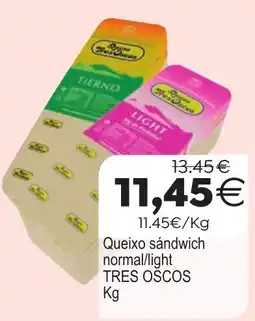 Plenus Supermercados Tres Oscos queixo sandwich oferta