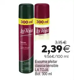 Plenus Supermercados La Toja escuma afeitar clasica/sensible oferta
