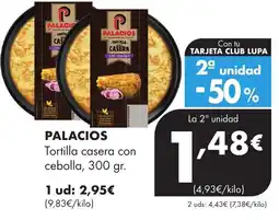 Supermercados Lupa Palacios tortilla casera con cebolla oferta