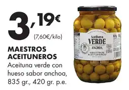 Supermercados Lupa Maestros Aceituneros aceituna verde con hueso sabor anchoa oferta