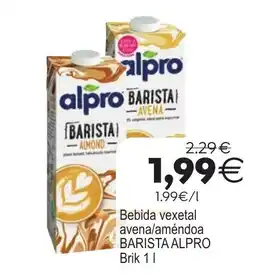 Plenus Supermercados alpro bebida vexetal avena/améndoa barista oferta