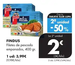 Supermercados Lupa Findus filetes de pescado empanados oferta