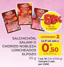 SPAR Gran Canaria Elpozo salchichón, salami o chorizo nobleza loncheados oferta