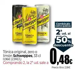 Unide Supermercados Schweppes tónica original, zero o limón oferta