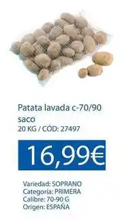 Origen - patata lavada c-70/90 saco