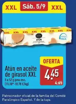 ALDI Atún en aceite de girasol XXL oferta