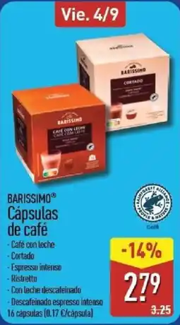 ALDI Barissimo cápsulas de café oferta