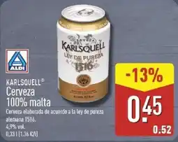 ALDI Karlsquell cerveza 100% malta oferta