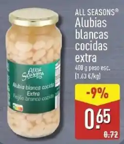ALDI All Seasons Alubias blancas cocidas extra oferta