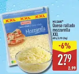 ALDI Milsani queso rallado mozzarella xxl oferta