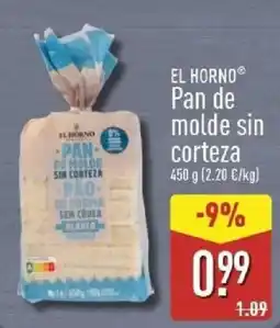 ALDI El Horno pan de molde sin corteza oferta