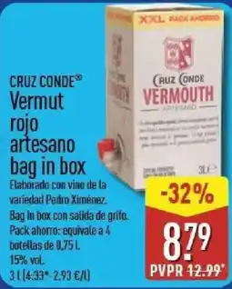 ALDI Cruz Conde vermut rojo artesano bag in box oferta