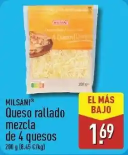 ALDI Milsani queso rallado mezcla de 4 quesos oferta