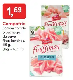Suma Supermercados Campofrío jamón cocido o pechuga de pavo finas lonchas oferta
