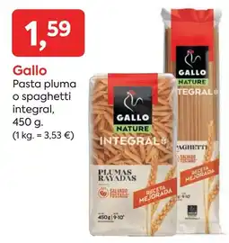 Suma Supermercados Gallo pasta pluma o spaghetti integral oferta