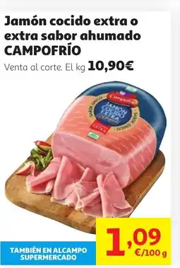 Alcampo CAMPOFRÍO Jamón cocido extra o extra sabor ahumado oferta