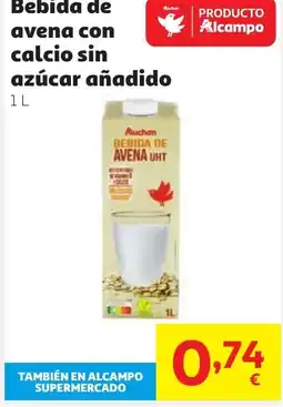 Alcampo Bebida de avena con calcio sin azúcar añadido oferta